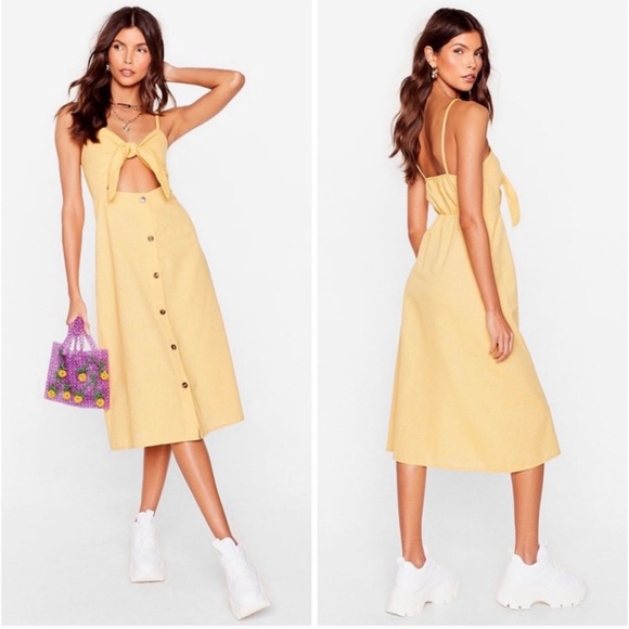 Nasty Gal Dresses & Skirts - Nasty Gal linen cut out front tie dress size M